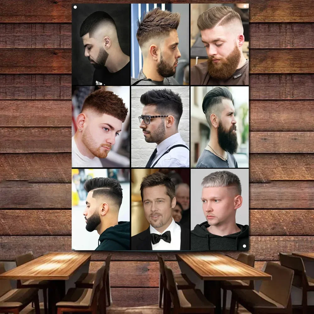 

Best Men's Hairstyle Poster Wall Hanging Flag Wall Charts, Barber Shop Signboard Haircut & Shave Service Wall Decoration Banner