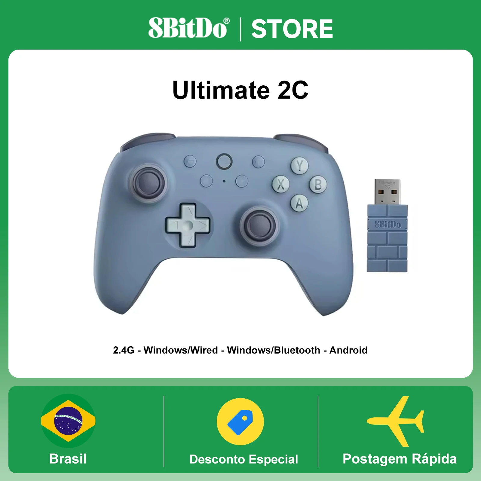8bitdo ultimate 2c controlador bluetooth gamepad joystick com controle de movimento de 6 eixos e vibração rumble para nintendo switch 1,2