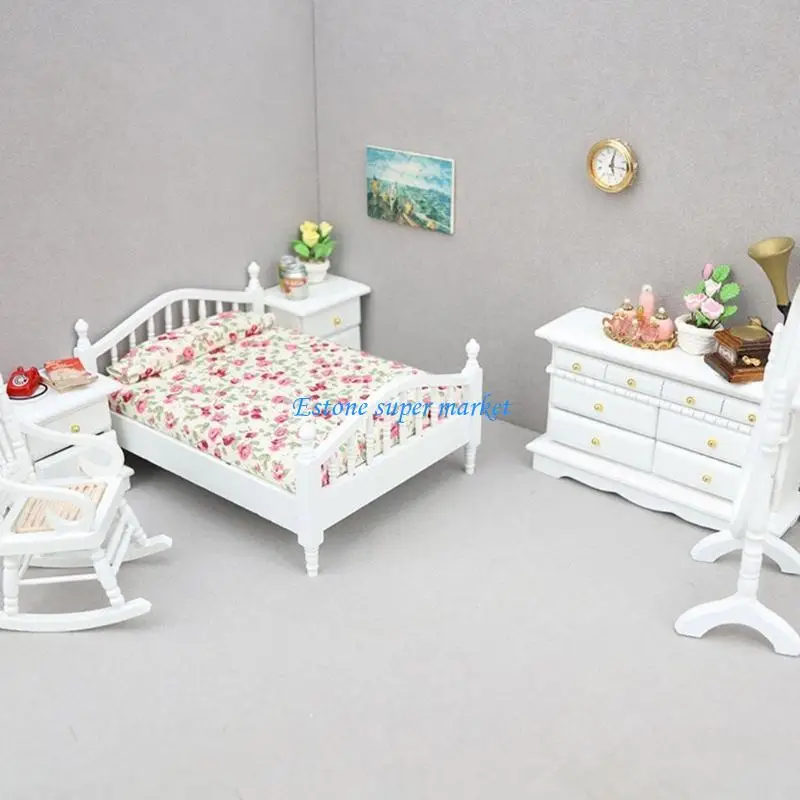 

090B Classical 1/12 Scale Doll House Bedroom Furniture Model Figurine Set With Handcrafts Detail for Scene Displaying