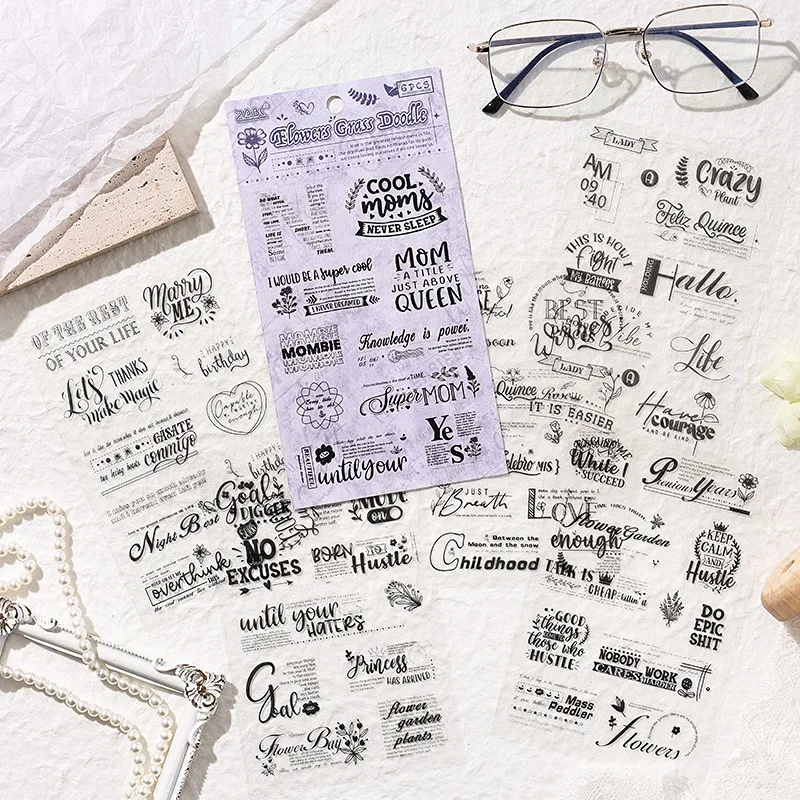 

Journamm 6 листов винтажные вдохновляющие наклейки набор прозрачных декоративных наклеек для ведения журналов Скрапбукинг наклейки на коллаж