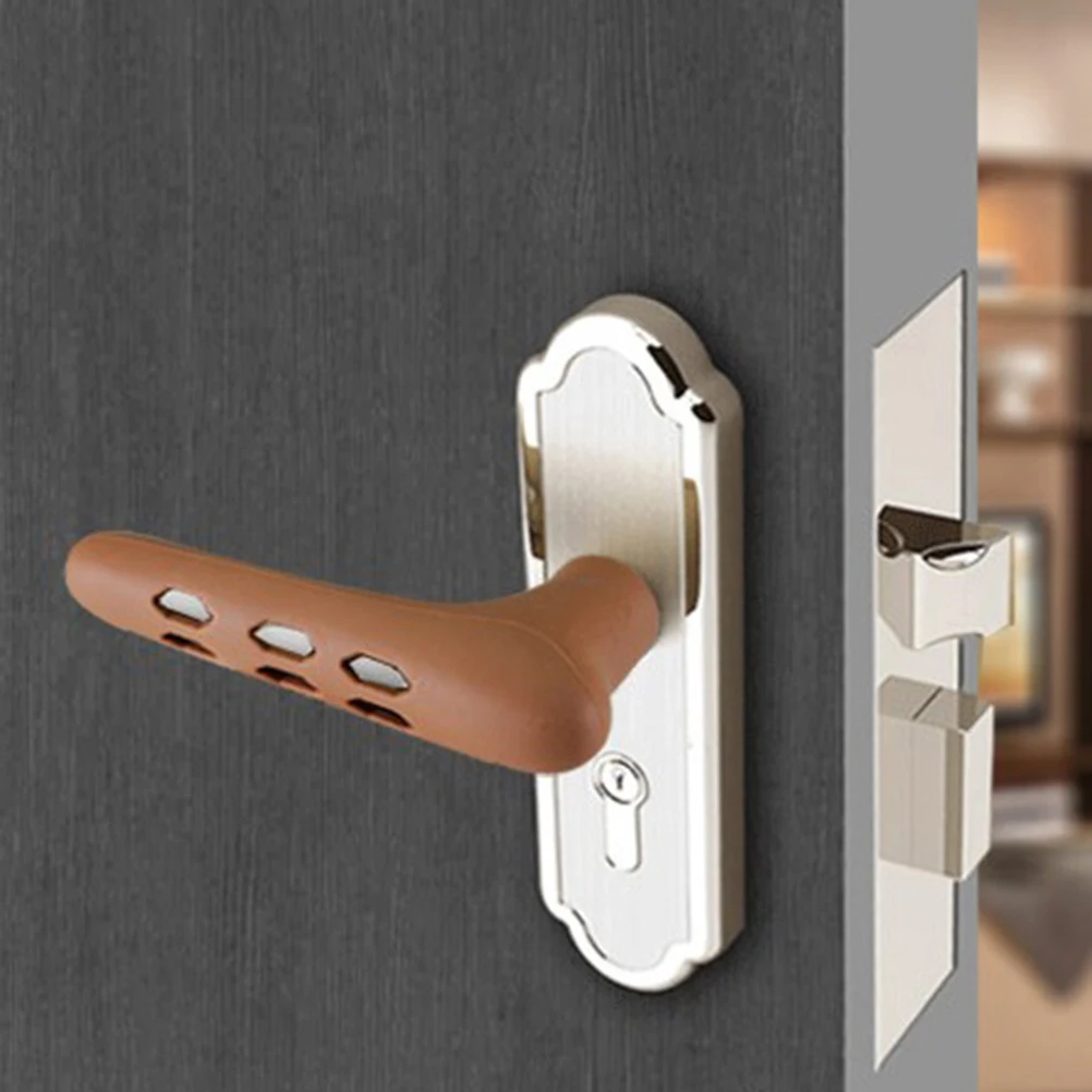 

Silicone Door Knob Sleeve Protector L Shape Cover Baby Safety Non Slip Anti Static Quick Dry Environmental Friendly Coffee