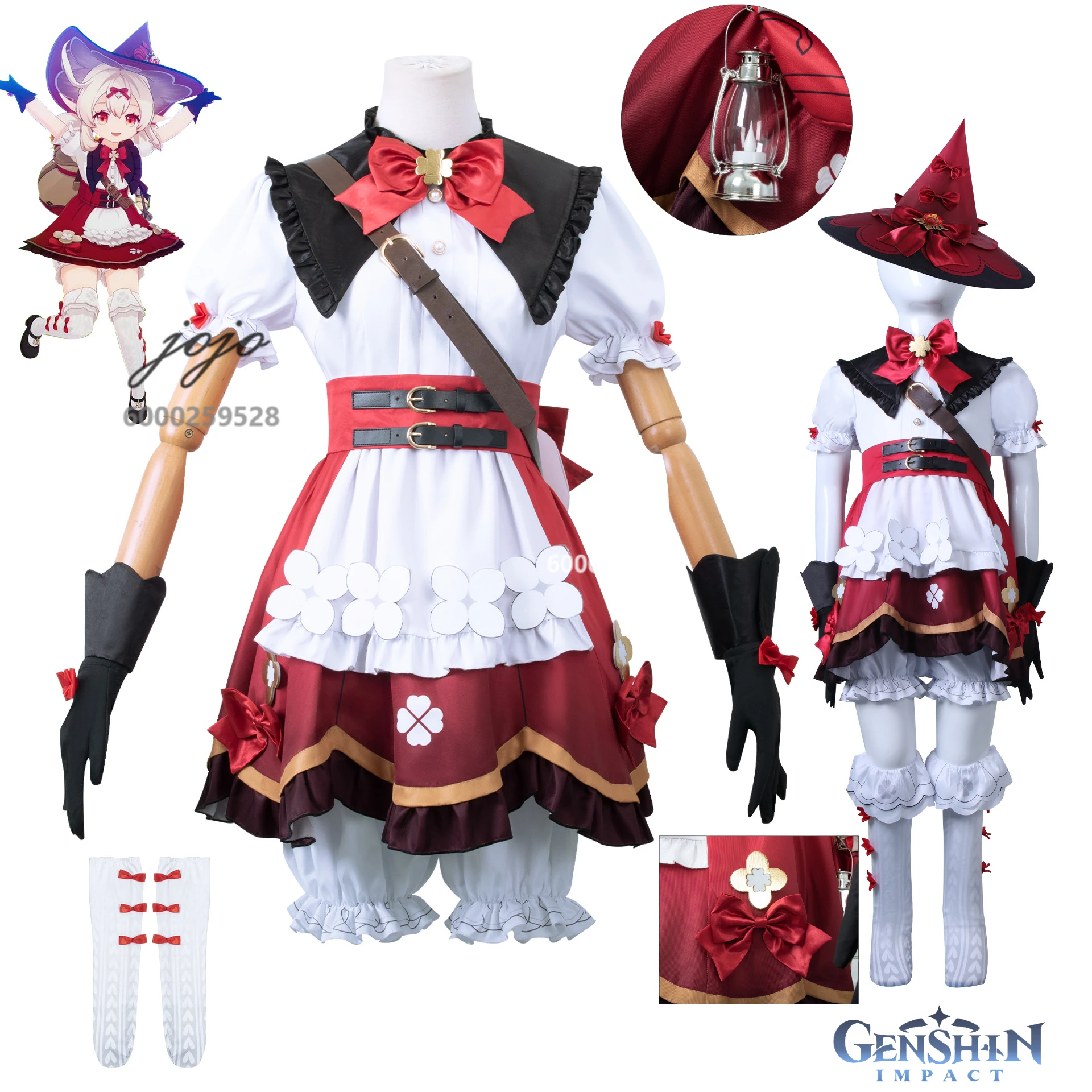 

Game Genshin Impact Klee Cosplay Witch Costume Child Adult Anime Cute Lolita Role Play Halloween Women Party Comic Con Suits