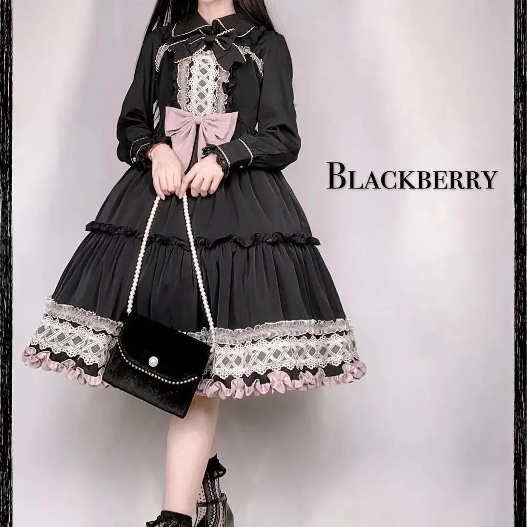 Lolita Harajuku Blackberry Cake Gothic, Cool Sweet Lolita, Japanese Dark, Kawaii Party fur s, 03Hot Girl