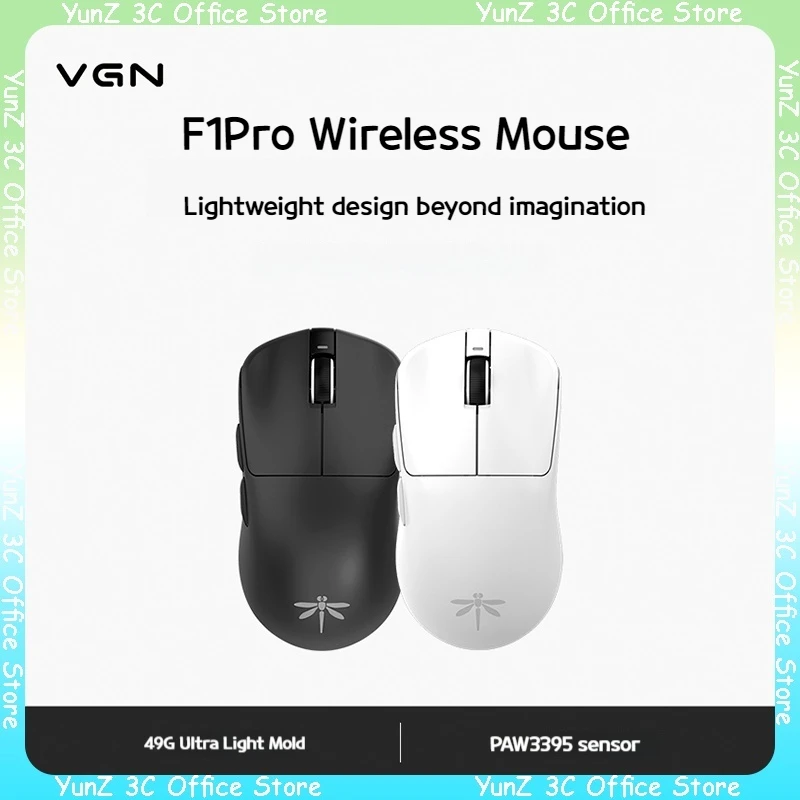 Vgn  F1 Pro 2.4g Draadloze Muis Paw 3395 Oplaadbare Dual-Mode Gaming Muis Fps Licht Gewicht Aanpassen Gaming Accessoires