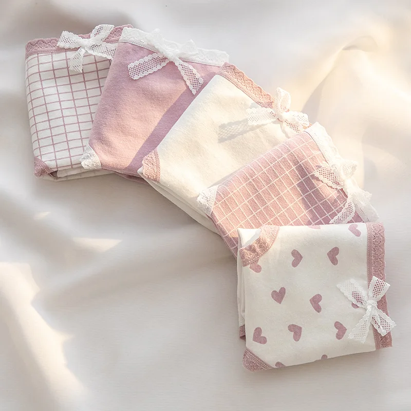5 Teile/los Nette Liebe Baumwolle Höschen Für Frauen Unterwäsche Druck Panty Mädchen Slip Atmungsaktive Weiche Unterhose Weibliche Sexy Dessous – Detail 17