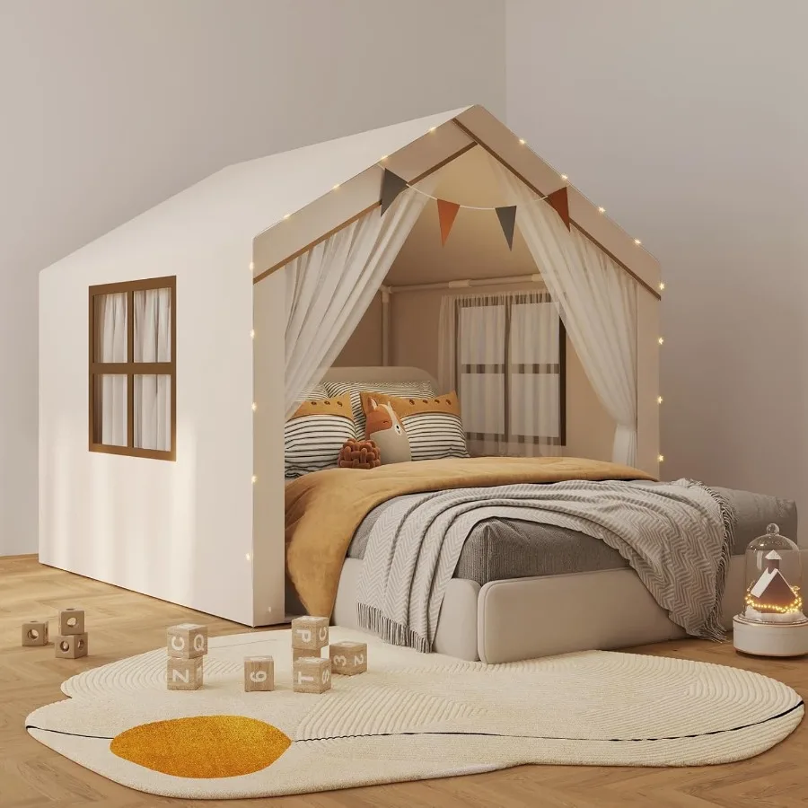 خيمة كبيرة مع حصيرة ستار أضواء LED طفل لعب للبنين بنات داخلي في الهواء الطلق خيمة تيبي للبنين بنات 47x40x5