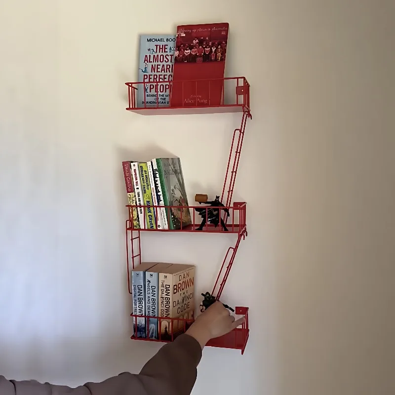 Metal Shelf Wall Shelf Ladder Floating Shelves Wall Mount Display Rack for Books Figurine Small Apartment Bedroom Home Decor