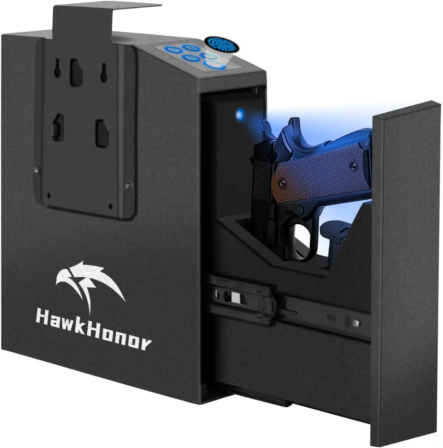 Gun Safe For Handgun, Gun Case, Biometric Slider HandgunSafe for Nightstand, Bedside, Pistol Safe For Desk, Car, Truck - with Fi