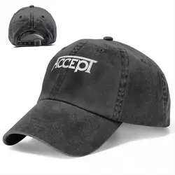 Akceptacja dżinsowej czapki z daszkiem zaakceptowana HEAVY METAL słońce na świeżym powietrzu czapka typu Trucker lato Unisex nastolatki czapki baseballowe z osłoną przeciwsłoneczną