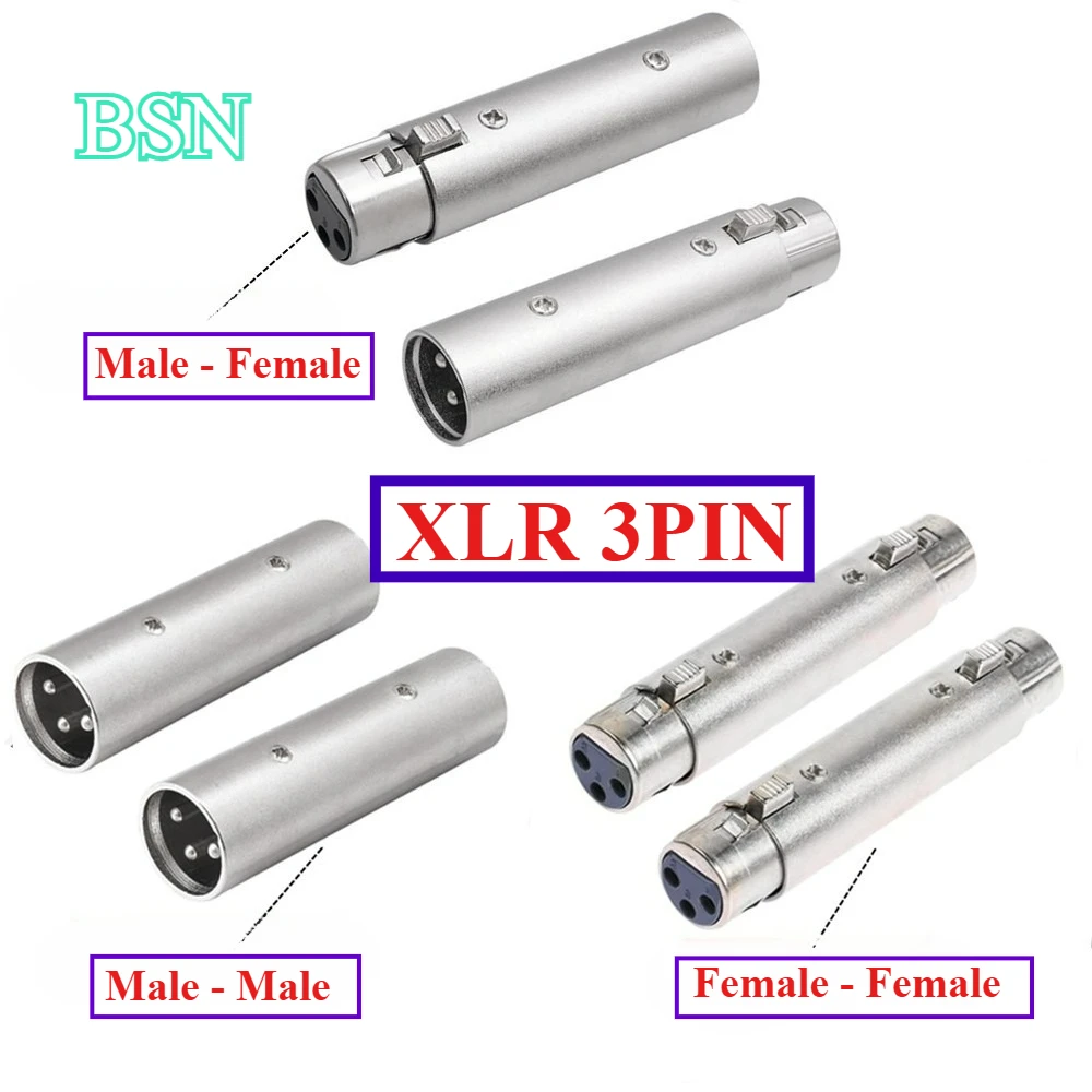 XLR 3Pin Male To Male, Female To Female, Male To Female Audio Adapter Connector 3 Pin XLR