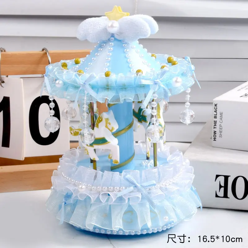 DIY Carousel Music Box & Night Light Kit, Handmade Craft Set for Girls,Educational Pretend Play Toy with LED Light,Creative Gift