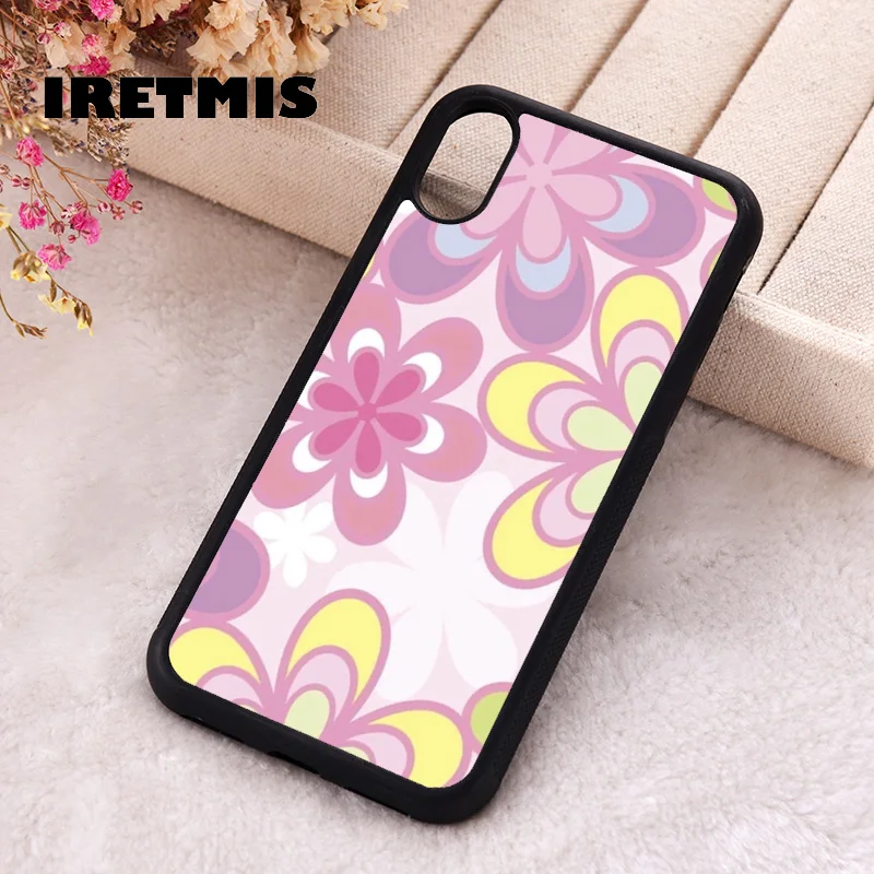 Iretmis Phone Cover Case For iPhone X XS Max XR 11 12 13 PRO MINI 14 15 16 Plus Rubber Silicone Funky Colorful Flower