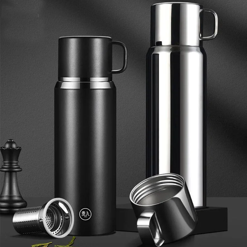 

800/1000/1200ml Stainless Steel Thermos Cup/Pot With Tea Bin,Double Layer Vacuum Flasks,Large Capacity Portable Water Bottle