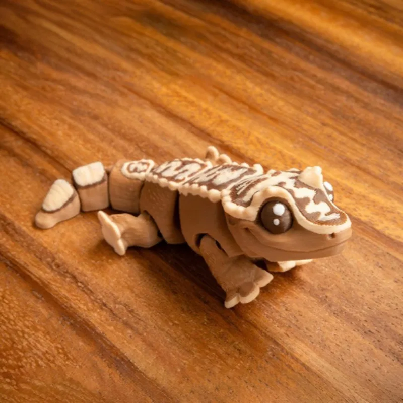 Mini 3D Printed Articulated Gecko Keychain Movable Joints Lizard Reptile Figurine Bag Pendant Car Charm Kids Gift