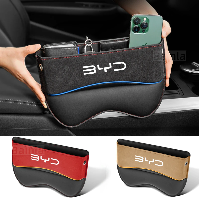 Customize car front seat gap filler organizer Storage Box suede, For BYD SHARK Han EV Seagull Dolphin DM-i Song Pro Max SEAL