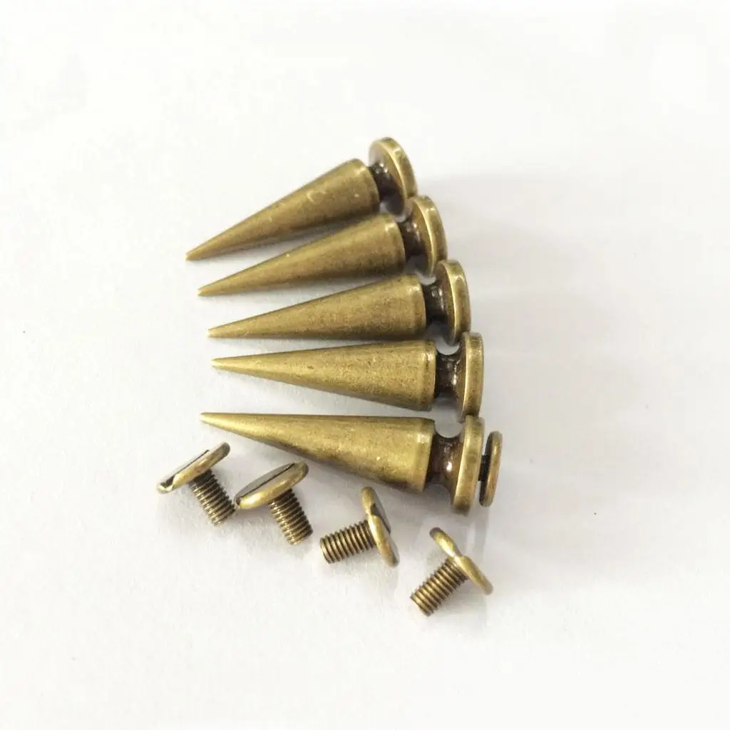 Bronze Cone Stud Rivet Bullet Spikes Leather Studs Metal Nails for DIY Crafting Belts Bags Shoes Home Upholstery