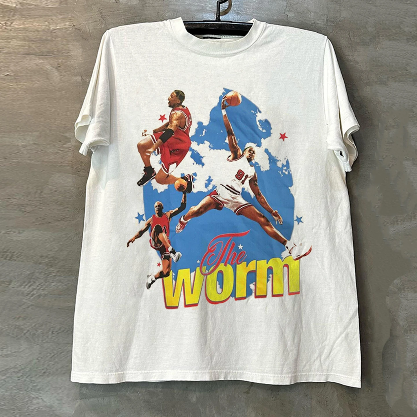 Cool American Retro Basketball Sporty Short Sleeve T-Shirt for Men Loose Fit Cotton round Neck Print Casual Summer Top