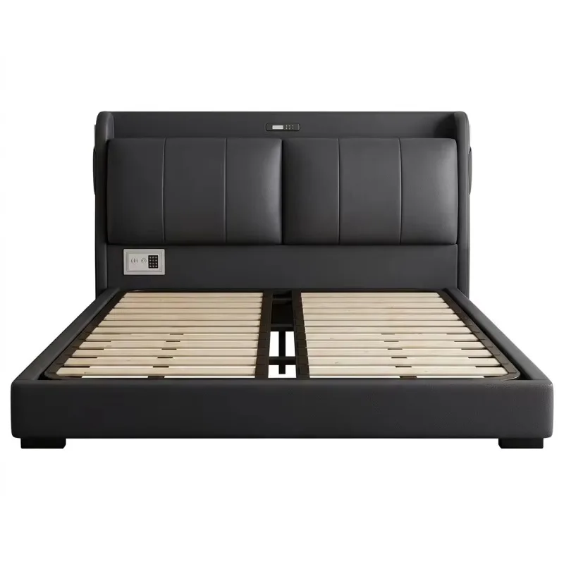 ^Modern Soft Security Storage Bed with Integrated Safe-Leather Upholstered Bed with LED USB Hub King/Queen Sizes Wholesale B2B