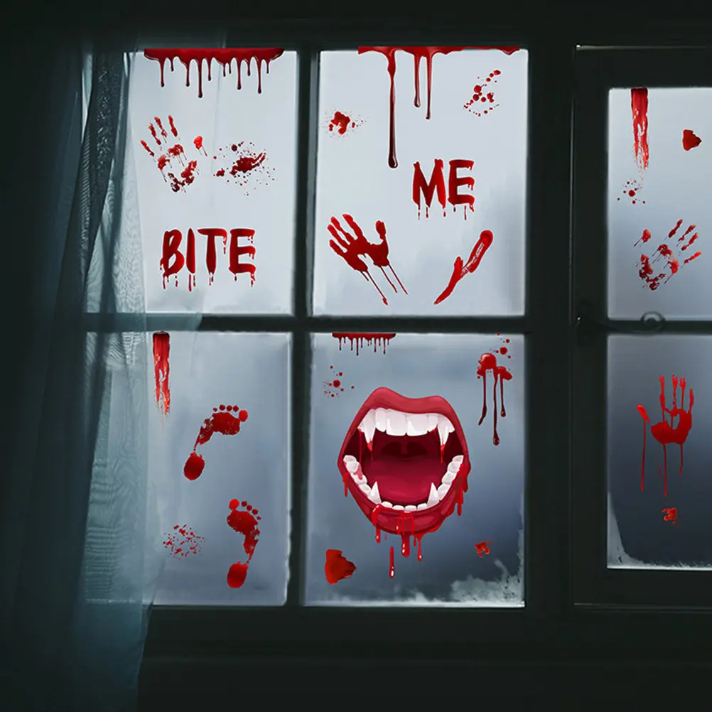 Bloody H prints Stickers Halloween Wall Decal Home Decor Supplies Scary Party Props Footprints Adhesive Surface