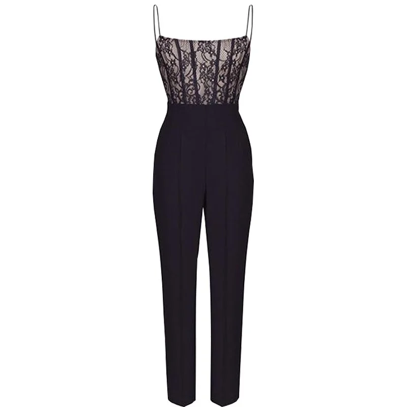 Dames Elegante Casual Lange Formele Jumpsuit Effen Zwarte Mouwloze Klassieke Jumpsuit Streetwear Monochrome Sportbroek Zonder Rug