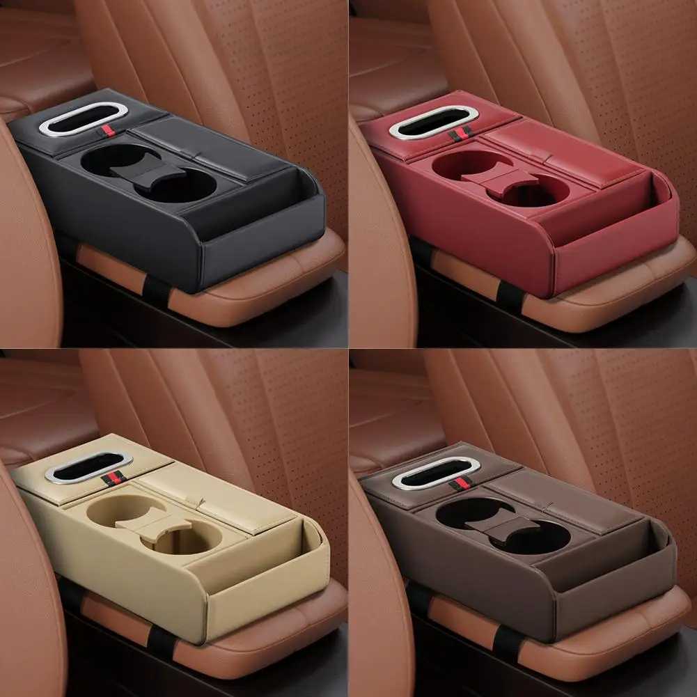

Car Armrest Box Heightening Pad Multifunctional Storage Organizer Vehicle Storage Water Case Holder Box Luxury Cup Tissue J4R3