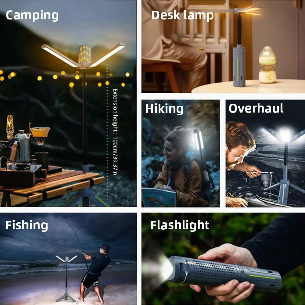 Telescopic Camping Light Rechargeable Outdoor Lantern Dimming Atmosphere Light Emergency Light For Power Failure 3000/8000mAh