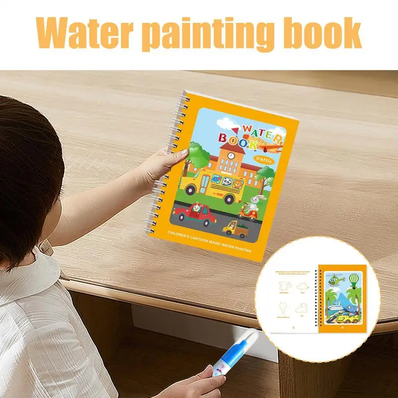 كتاب تلوين مائي قابل لإعادة الاستخدام للسفر كتاب ألوان مائية مع قلم مستلزمات فنية تعليمية للحرف اليدوية في الفصل الدراسي والتعلم في مرحلة ما قبل المدرسة