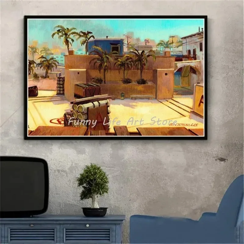 ملصق لعبة إطلاق نار كلاسيكية ، إضراب مضاد ، مشهد Cs Go ، مطبوعات قماشية ، مطبوعات ، فن جداري ، صورة لديكور غرفة المعيشة ، هدية
