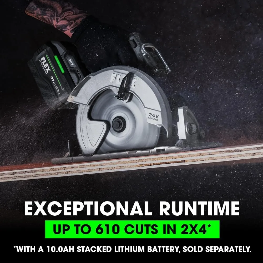 أداة منشار دائري FLEX 24V بدون فرش مقاس 7-1/4 بوصة فقط، البطارية والشاحن غير متضمن - FX2141-Z