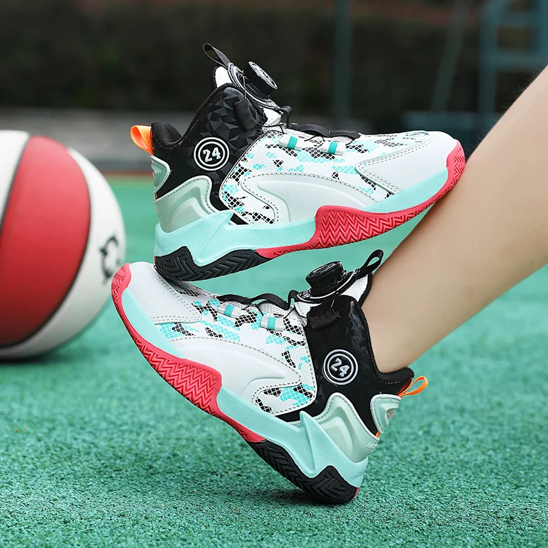 

Boys' shoes 2025 new big children leather top waterproof children's basketball shoes youth students non-slip sports shoes