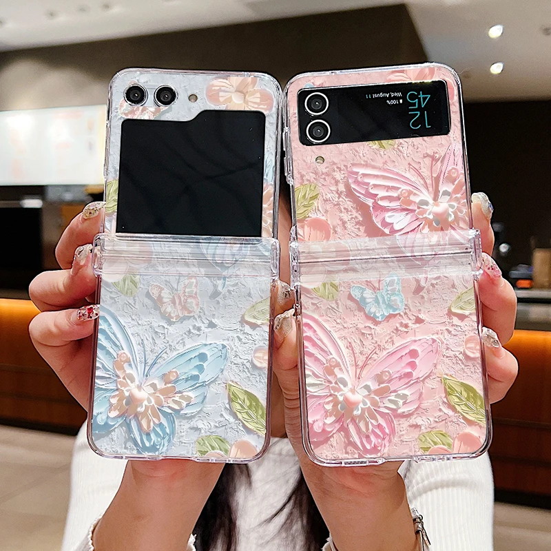 Transparente Hartschalen-Handyhülle mit Schmetterlingsdruck für Samsung Galaxy Z Flip8 Flip6 Flip7 FE Flip 8 7 6 5 4 3 5G Stoßfeste Durchsichtige Schutzhülle – Detail 2