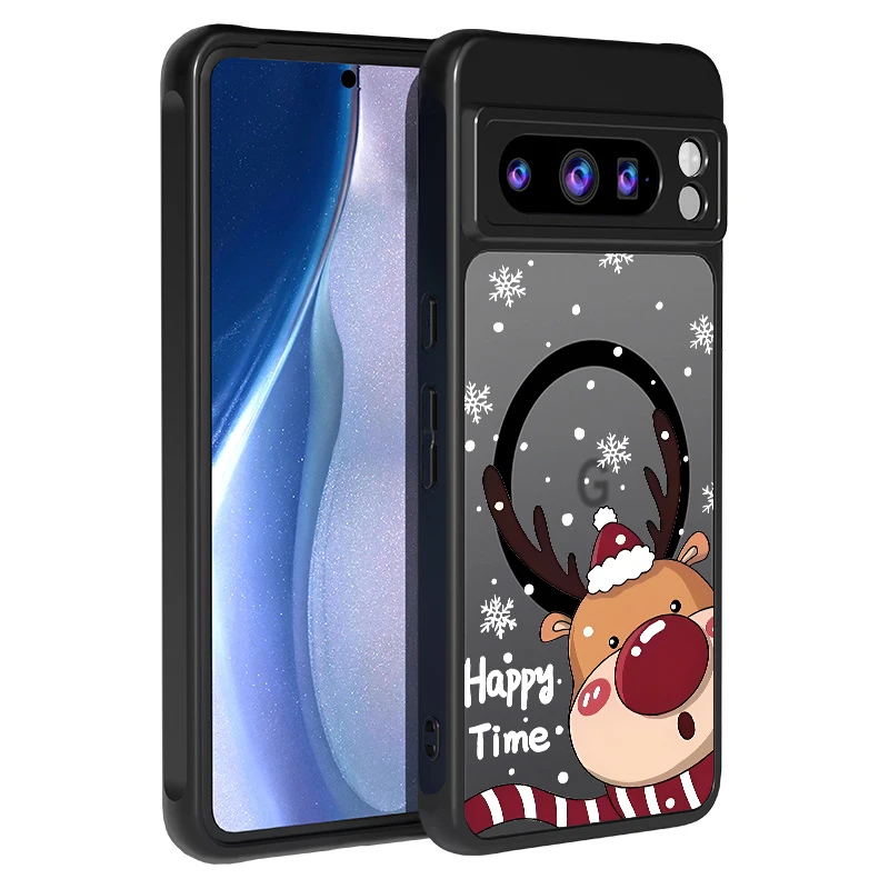 Weihnachten Hirsch Telefon Fall Für Google Pixel 9 8 7 Pro 9A 8A 9 Pro XL 7A Magnetische stoßfest TPU PC Magnet Abdeckung Für Google 8 Pro