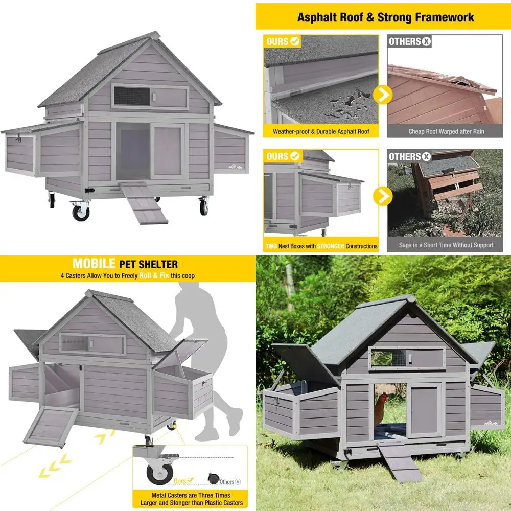 

Портативный курятник с колесами для наружного использования, клетка для птицы с гнездом, устойчивый к атмосферным воздействиям уличный домик для курицы и утки