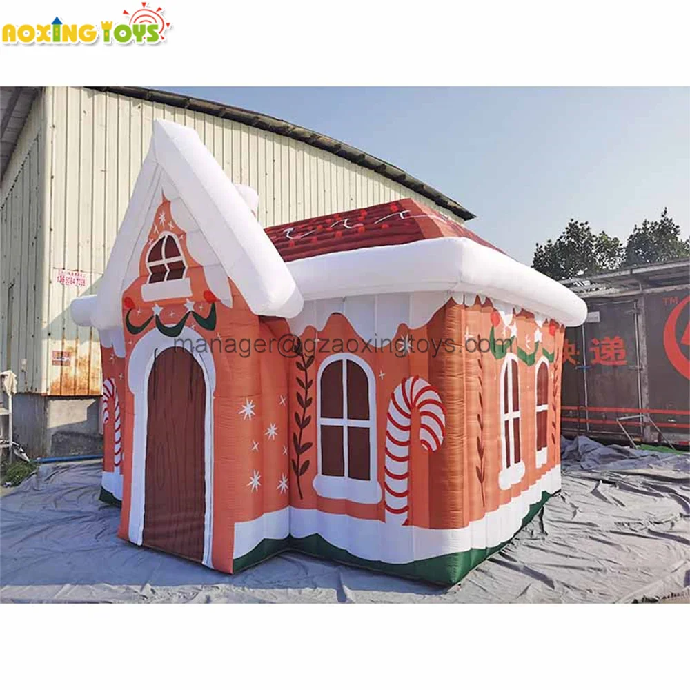 5X4M Gigantische Opblaasbare Kerst Snoep Huisstokken Santa Grotto Tent Met Blower Voor Festival Reclame Decoratie Evenementen