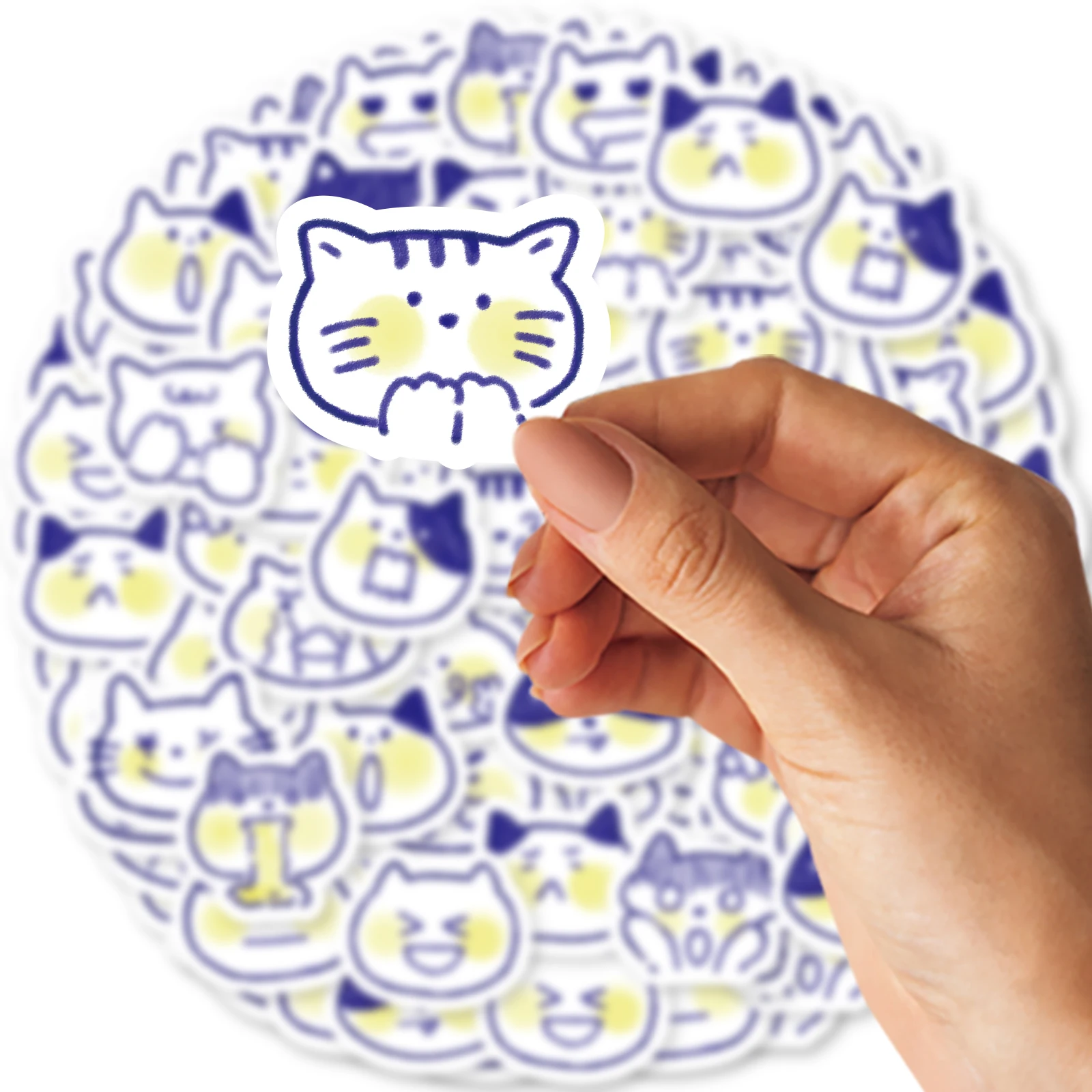 40 Stück niedliche blaue Katzen-Cartoon-Graffiti-Aufkleber, verziert für Laptop, Motorrad, Koffer, klassisches Spielzeug, Sammelalbum, wasserdichte PVC-Aufkleber