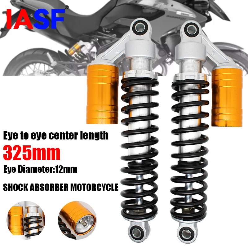 

IASF Motorcycle 325mm 12mm Fork Round Air Shock Absorber Rear Suspension Spring Scooter DirtBike Gokart Quad ATV Motorcycle D30