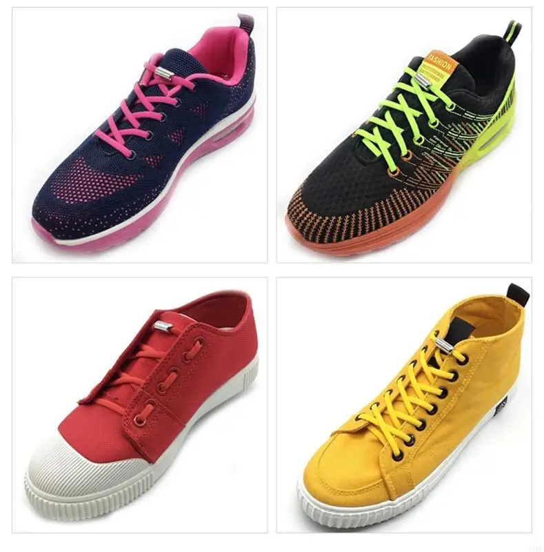 45be 5 pares unisex cordones elásticos cápsula metal cápsula metal hebillas bloqueo sin corbata para
