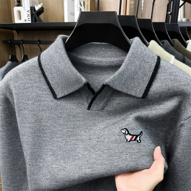 Exquisites Herren-Design, hochwertiger Strickpullover mit Revers, Herbst, warm, original, knopflose Ärmel, Business, vielseitige Herrenbekleidung – Detail 8