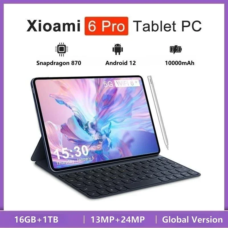 2024 NEW  Pad 6 Pro Android Tablet PC Android 12 11 Inch 16GB 1T 5G Dual SIM Phone Call GPS Bluetooth WiFi Google Tablette PC