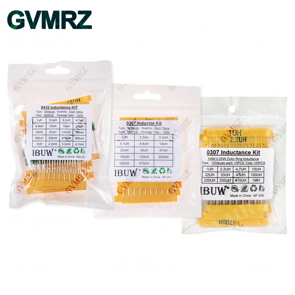 Color Ring Inductor Assortment 0307 1/4W  0410 1/2W 1UH 10UH 100UH Inductors Inductors Assorted Set Kit
