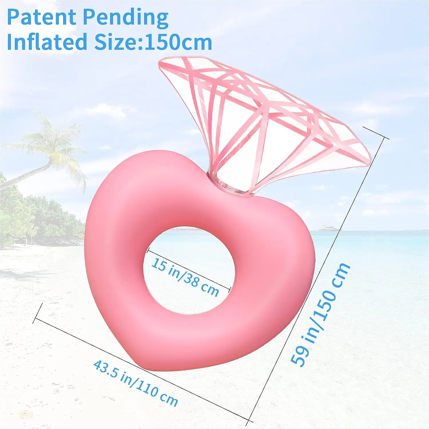 Diamond Swimming Ring Floaty Party Pools Beach Toys for Adults Inflatable Swimming Ring Floating Bed Fun Party Beach Floaty Part