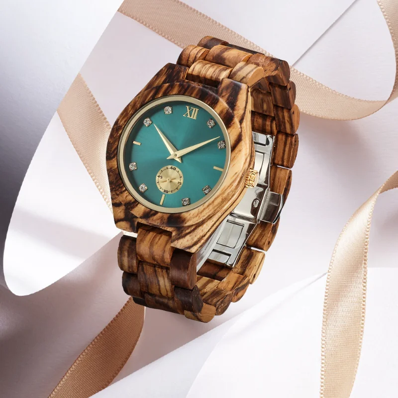 Wooden Quartz Watch Simplicity Dress Three Pointers Wristwatch Wooden Strap Stainless Steel Buckle Casual Watch
