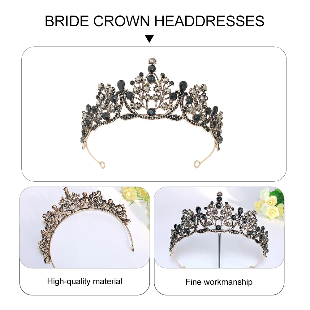 

Wedding Crown Retro Tiara Headdress Gorgeous Diamond Alloy Women Birthday Headwear Bridal Baroque Hair Hoops Jewelry