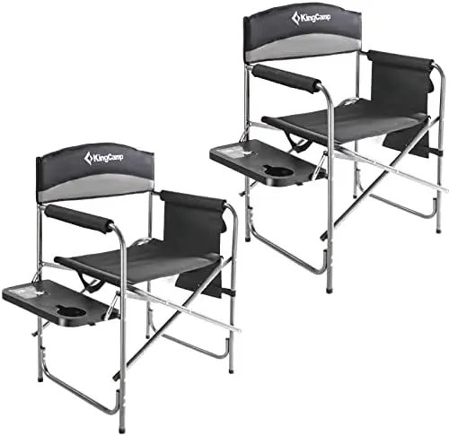 2-Pack Directors Camping Chair with Padded Folding Portable Seats, Black