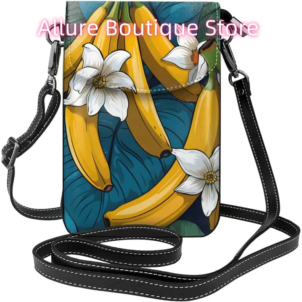

Classic Banana Crossbody Bag for Women PU Leather Small Travel Cell Phone Pouch Lightweight Mini Phone Purse Wallet Cross Body S