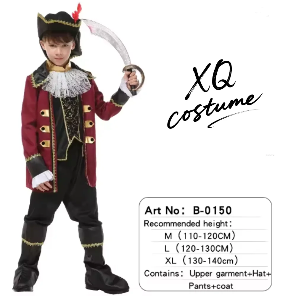 أطفال القراصنة الكابتن تأثيري هالوين زي قصر نمط القراصنة دور اللعب مجموعة للبنين حفلة كرنفال فستان ارتداء