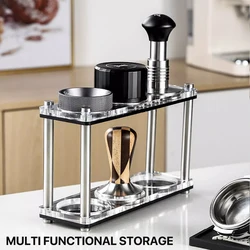 Acrylic Tamping Station Black Coffee Portafilter Rack Tamper Holder Distributor Holder Station for 51/54/58mm Coffee Accessories