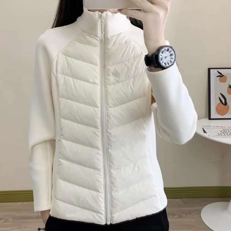 Rimocy Patchwork Long Sleeve Parkas Women Autumn Winter Zipper Up Down Cotton Jackets Woman 2024 Slim Fit Warm Coats Female