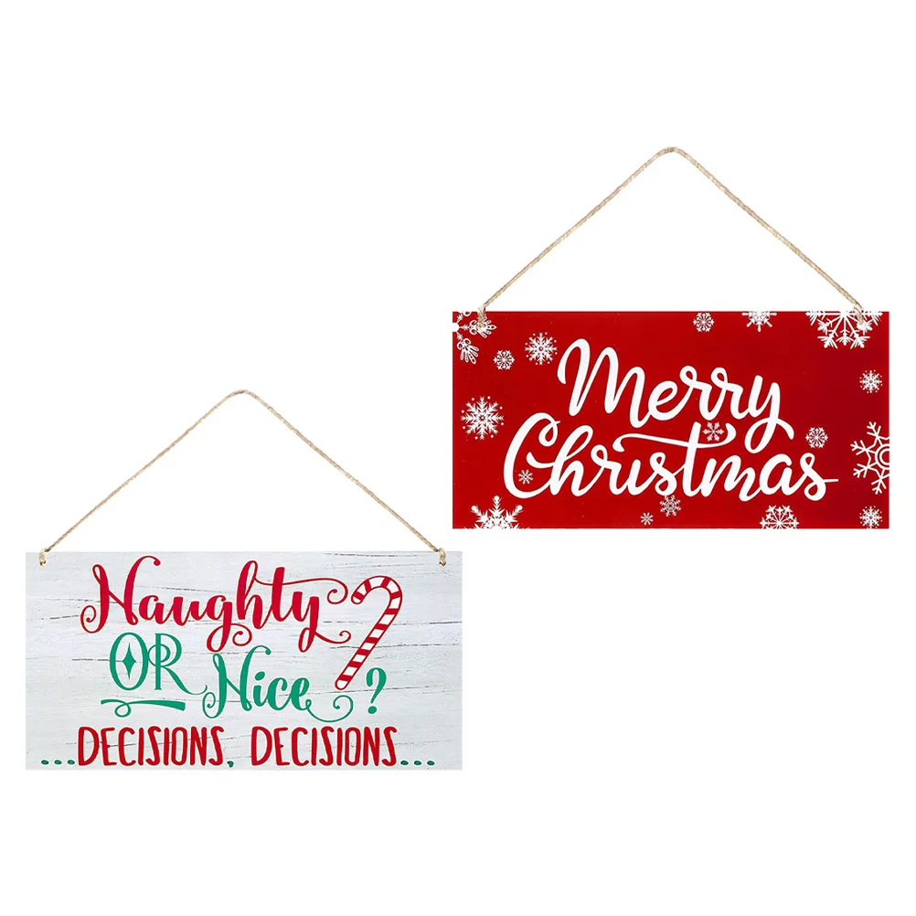 2 قطعة عيد الميلاد باب خشبي زخرفة الإبداعية معلقة الحرفية حساسة قلادة ديكور عيد الميلاد قلادة لوحة خشبية معلقة لافتة للباب #6
