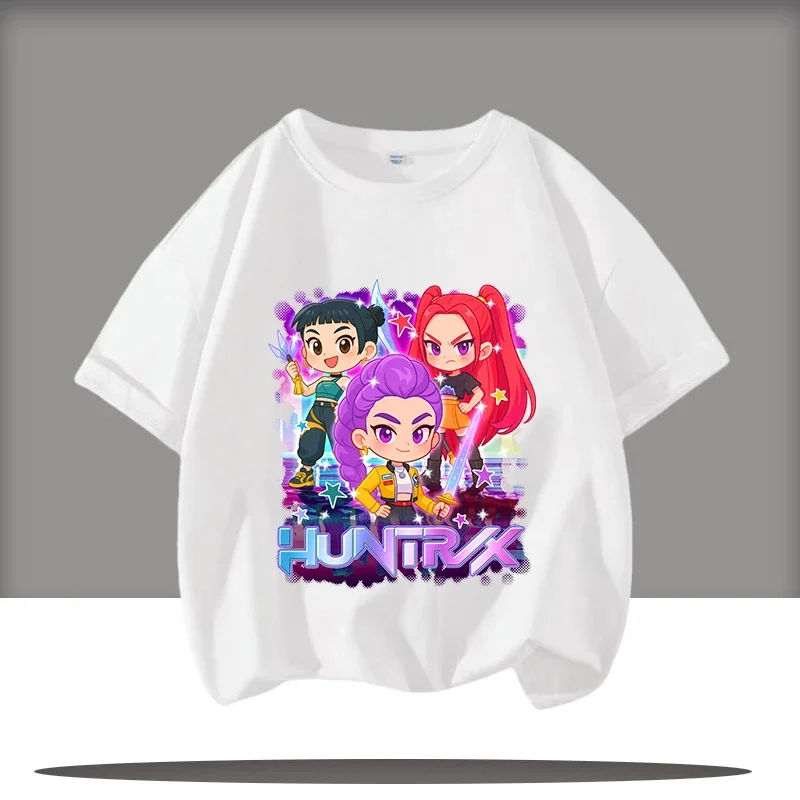 

2026 Kpop Demon Hunters Children's Clothing Short Sleeve T-shirt Cute Kpop Demon Hunters T Shirt Harajuku Tshirt for Boys Girls